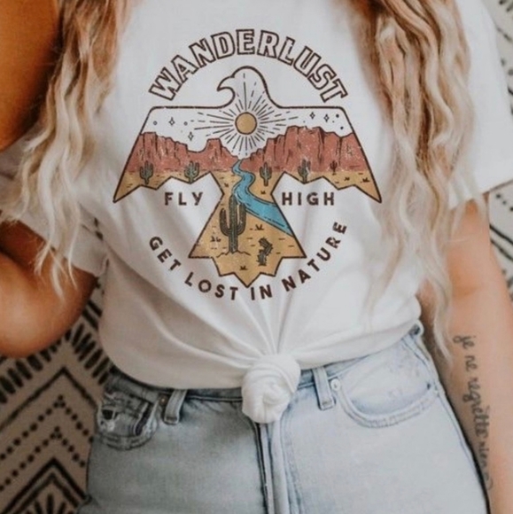 New Bohemian Wanderlust Free Spirit Graphic Short Sleeve T-Shirt Top - Picture 6 of 6